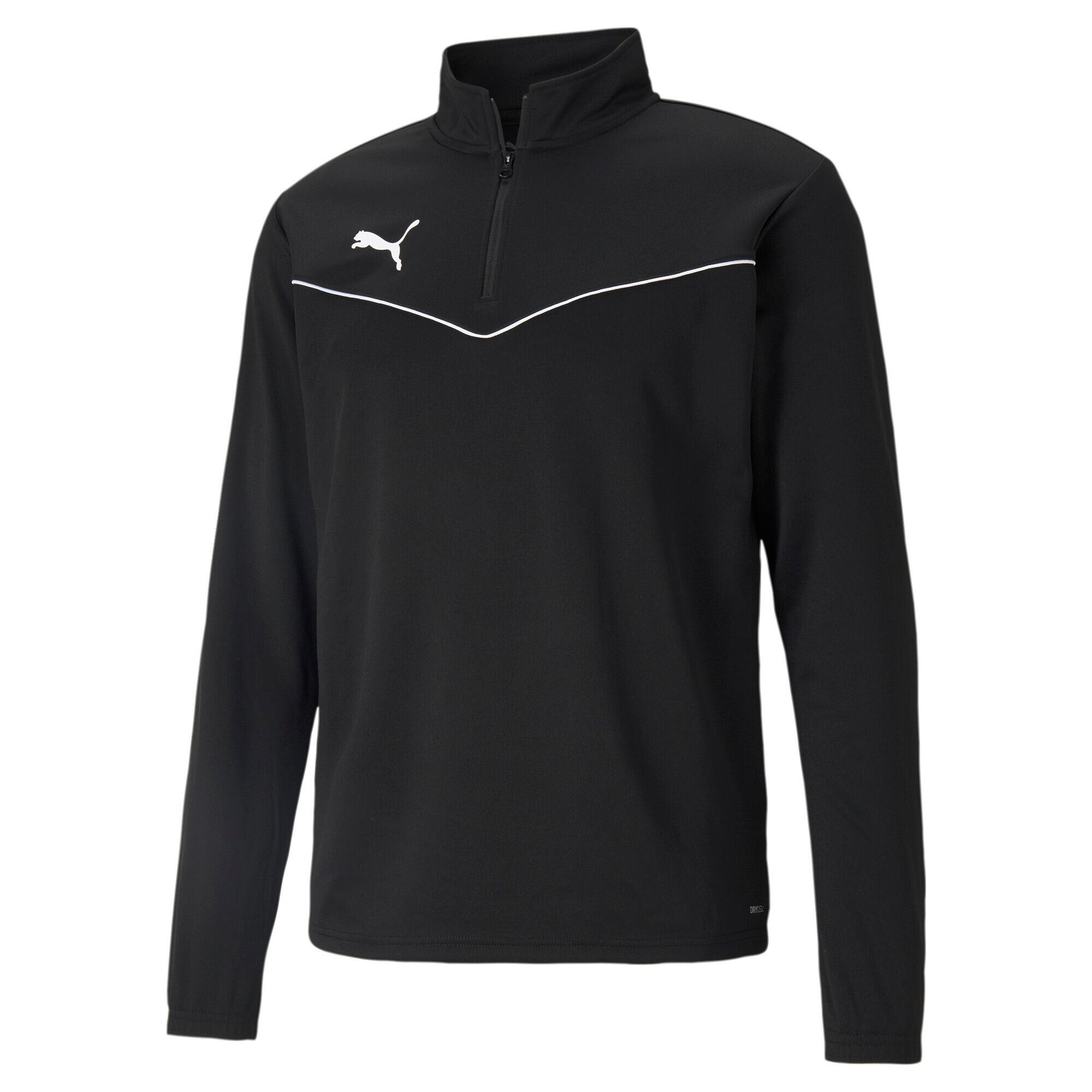 PUMA Maglietta zippata 1/4 Puma Teamrise Uomo - XXL, Nero e Bianco