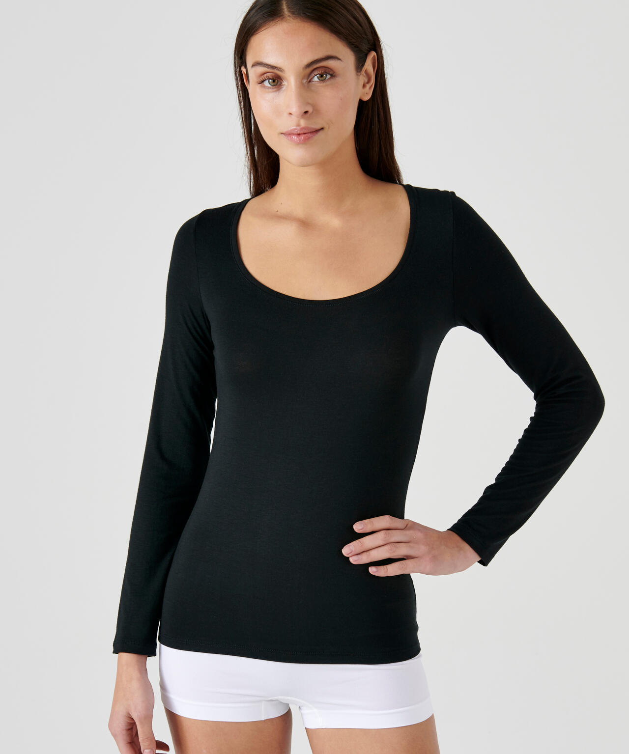 T-shirt manches longues thermique Thermolactyl invisible - Noir 1/4