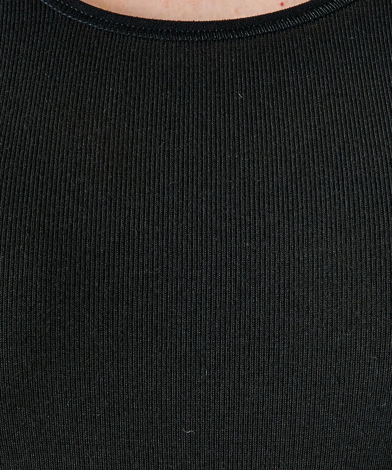 T-shirt manches courtes fine côte thermique Thermolactyl - Noir 2/4