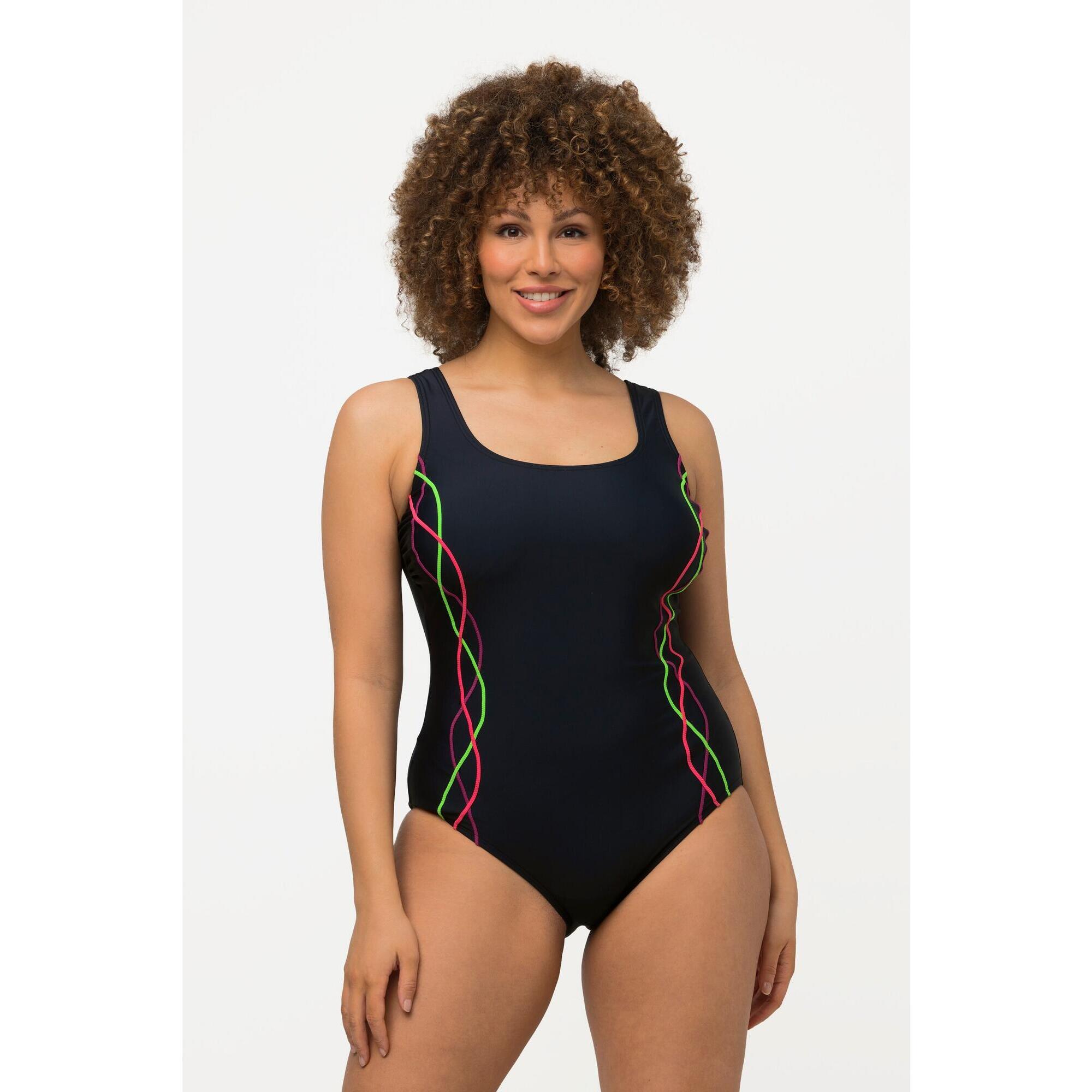 Ulla Popken - Femme Maillot De Bain Passepoils Bande Sous La Poitrine Doublure Poitrine - Maillot De Bain 1 Pièce - Bleu - 48 Xl - Decathlon