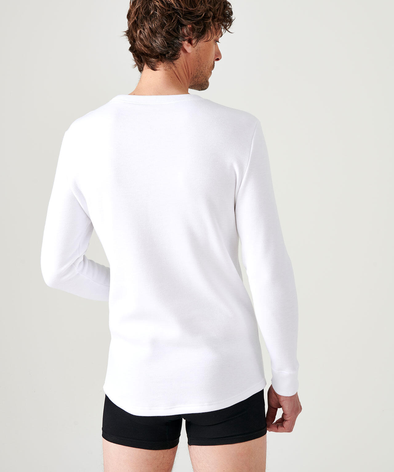 T-shirt thermique Thermolactyl manches longues, molleton gratté - Blanc 3/4