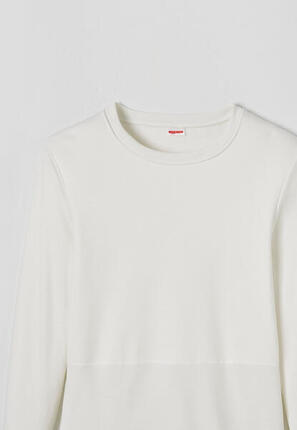 Tee-shirt avec plastron, manches longues - Blanc