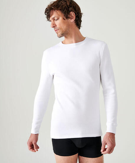 T-shirt thermique Thermolactyl manches longues, molleton gratté - Blanc