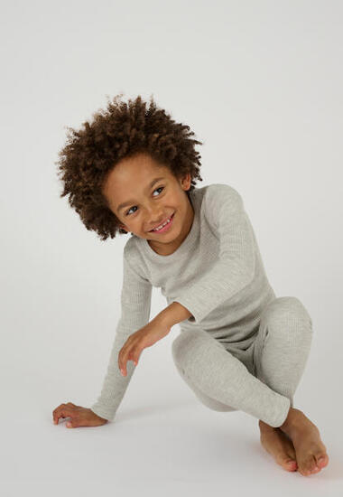 T-shirt thermique Thermolactyl col rond, côtes molletonnées - Gris