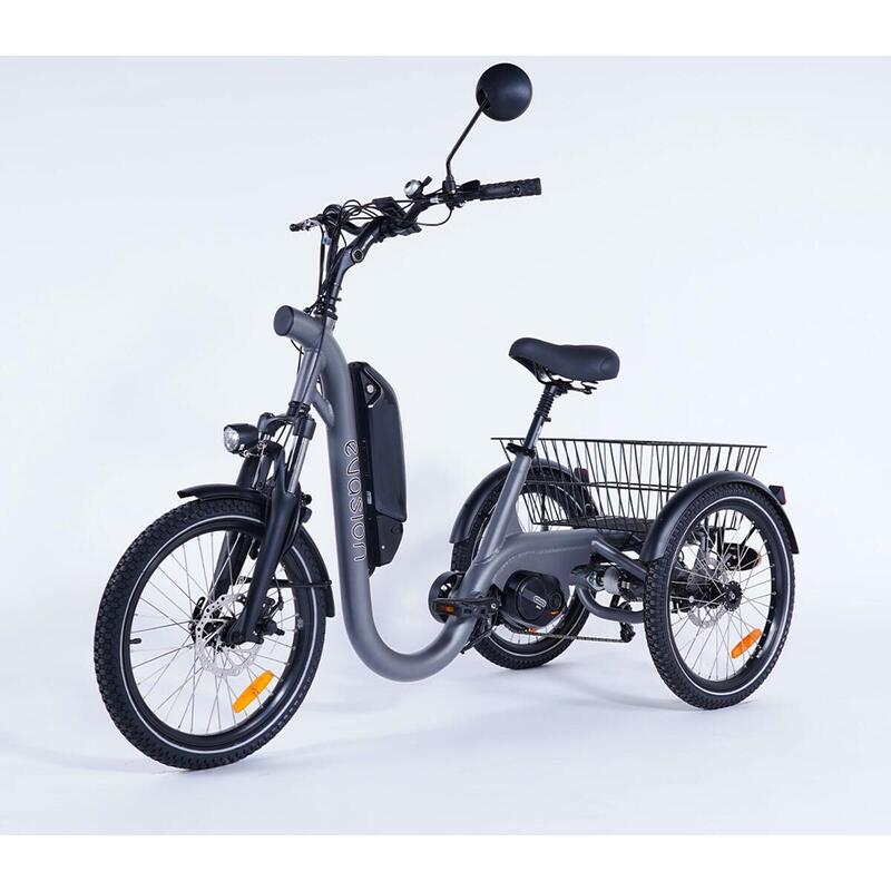 Tricycle adulte électrique EVASION moteur pédalier 95Nm - GRIS taille S