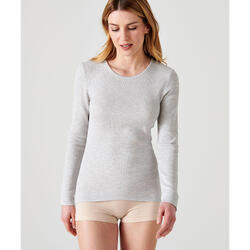 T-shirt Thermolactyl col rond, côtes molletonnées - Blanc