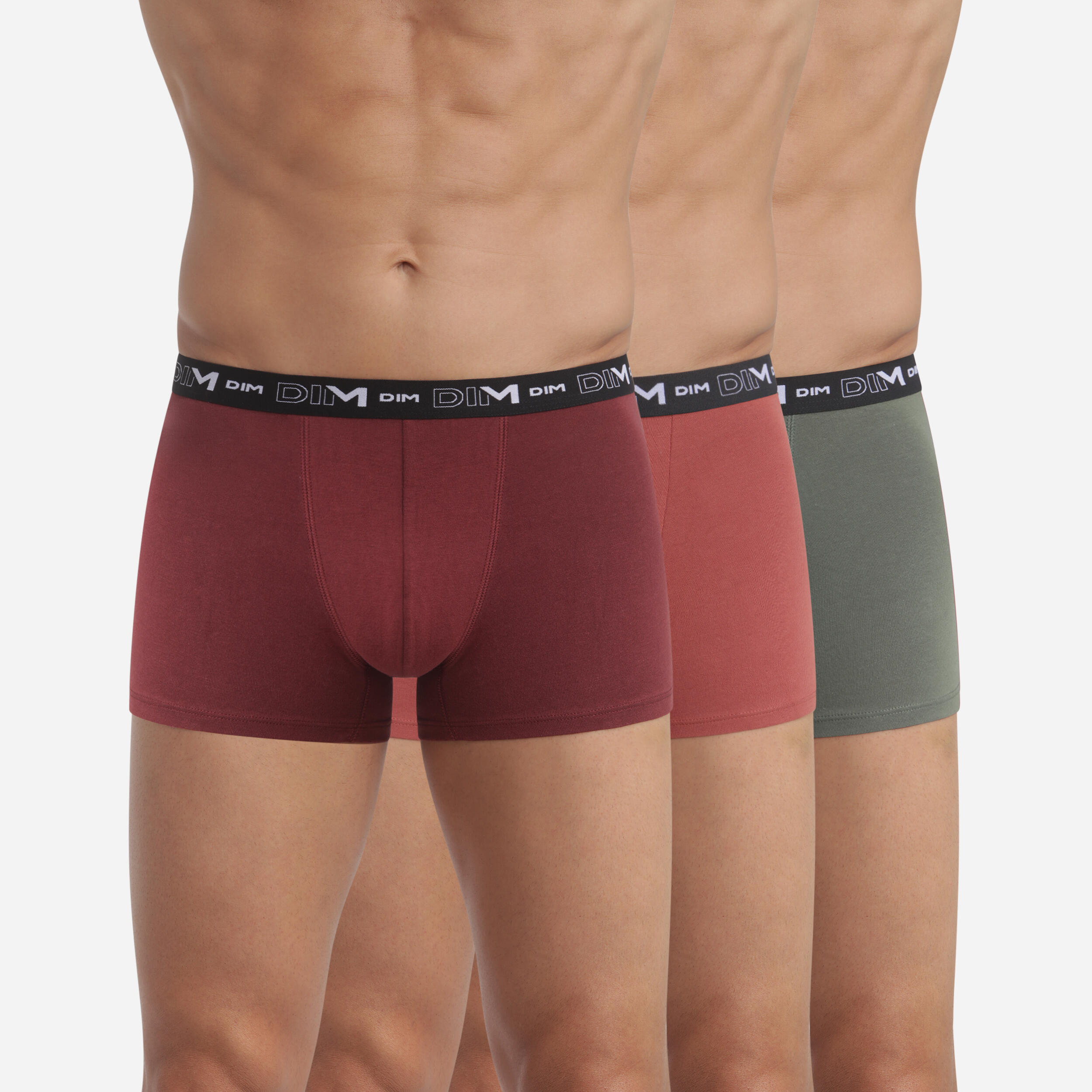 Dim - Lot De 3 Boxers Homme Coton Strech - Caleçon - Bordeaux|rouge - Decathlon