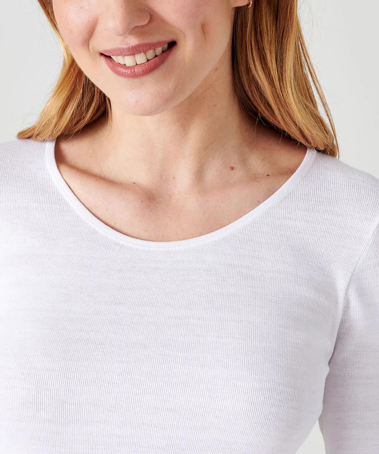 T-shirt manches longues fine côte thermique Thermolactyl - Blanc 4/4
