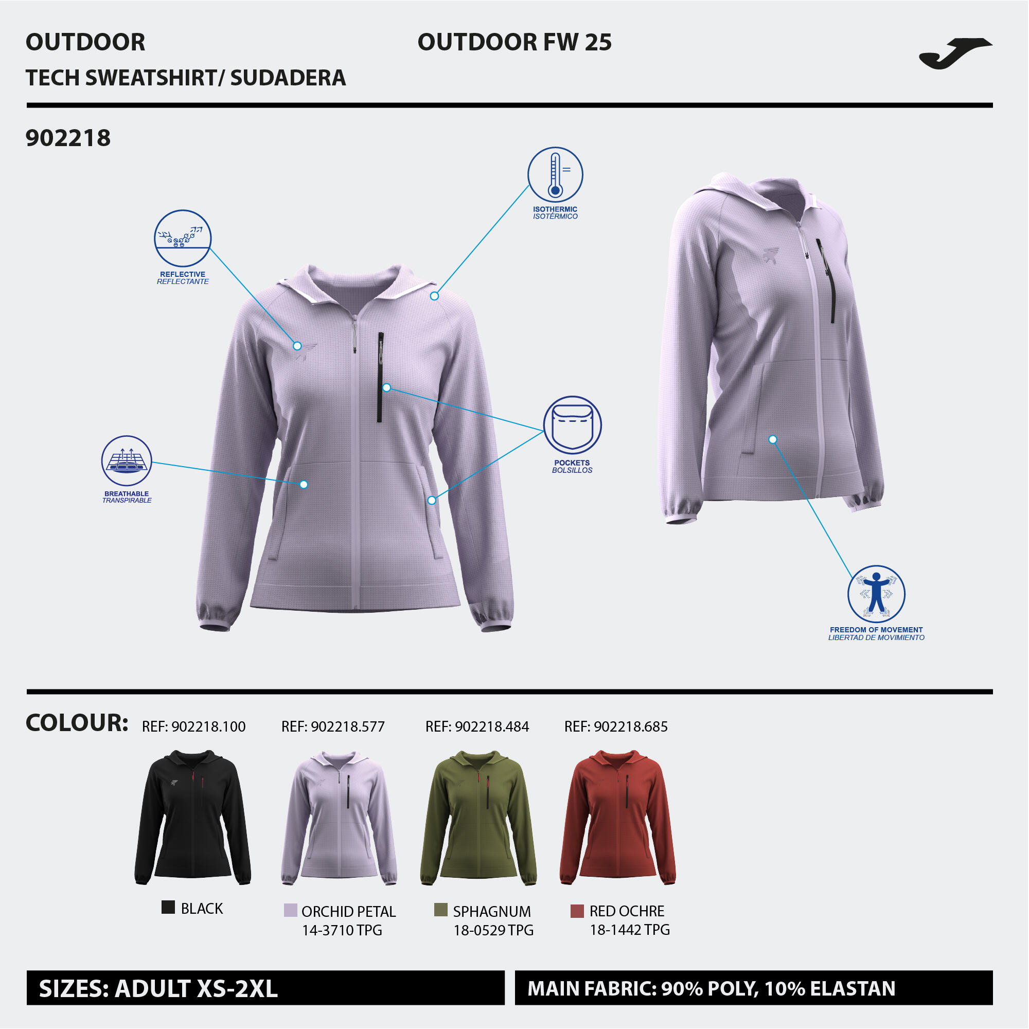 Casaco Com Capuz Outdoor Mulher Joma Mystic Preto 3/3
