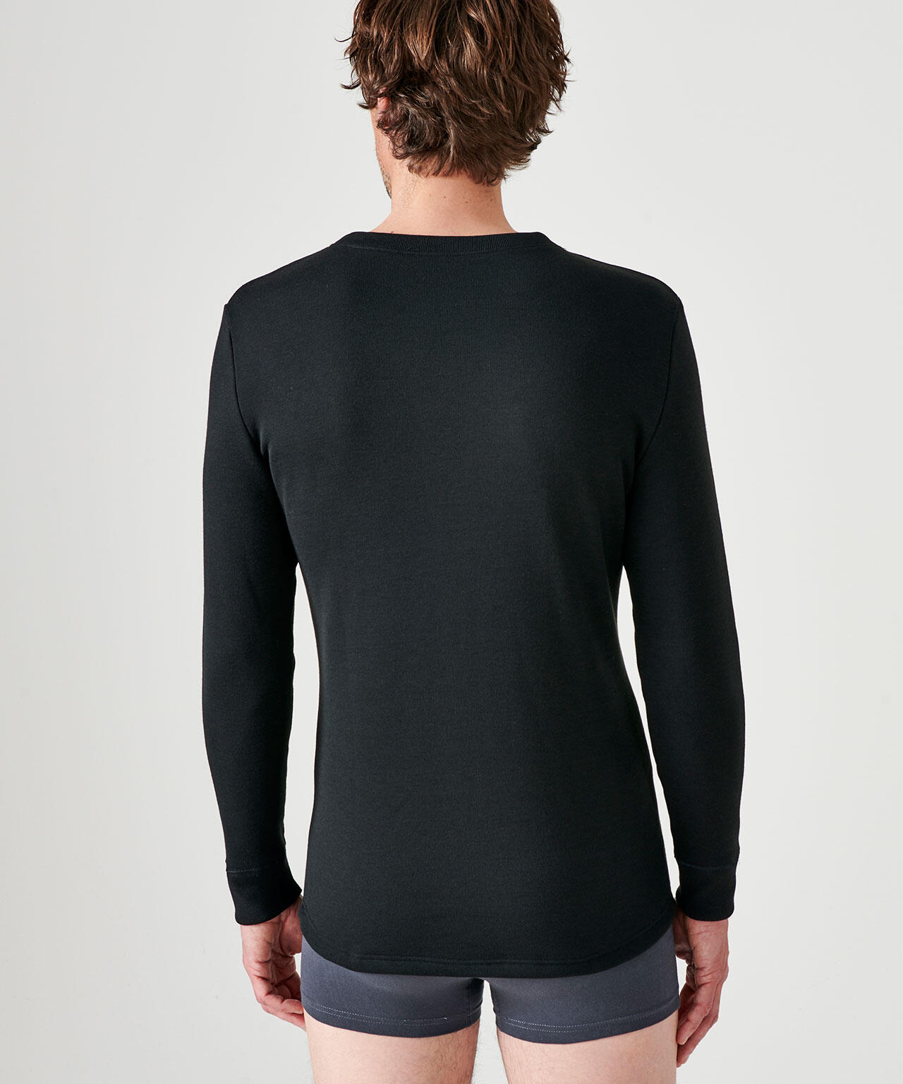 T-shirt thermique Thermolactyl manches longues, molleton gratté - Noir 3/4