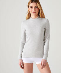 T-shirt thermique Thermolactyl col montant, côtes molletonnées - Gris
