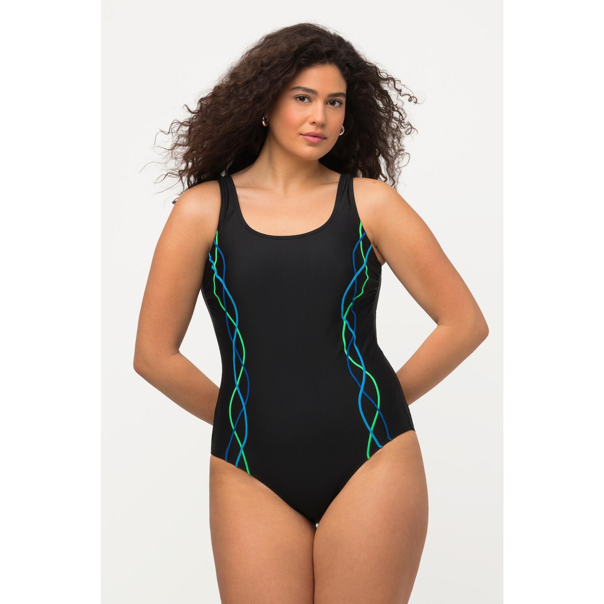 Ulla Popken - Femme Maillot De Bain Passepoils Bande Sous La Poitrine Doublure Poitrine - Maillot De Bain 1 Pièce - Noir - 48 Xl - Decathlon