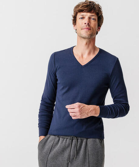 T-shirt thermique Thermolactyl manches longues maille interlock - Bleu