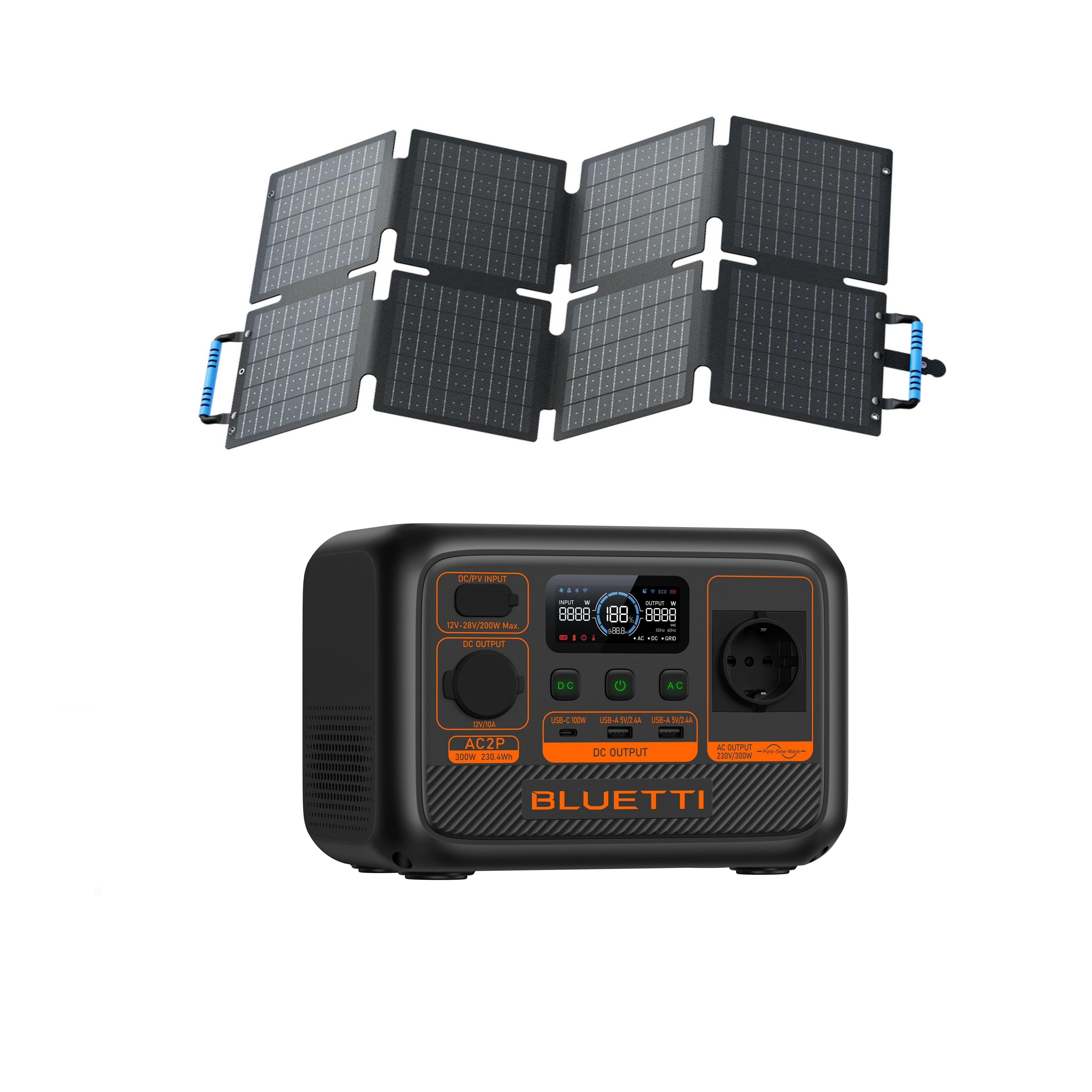 Kit de powerstation bluetti ac2p com painel solar de 60w