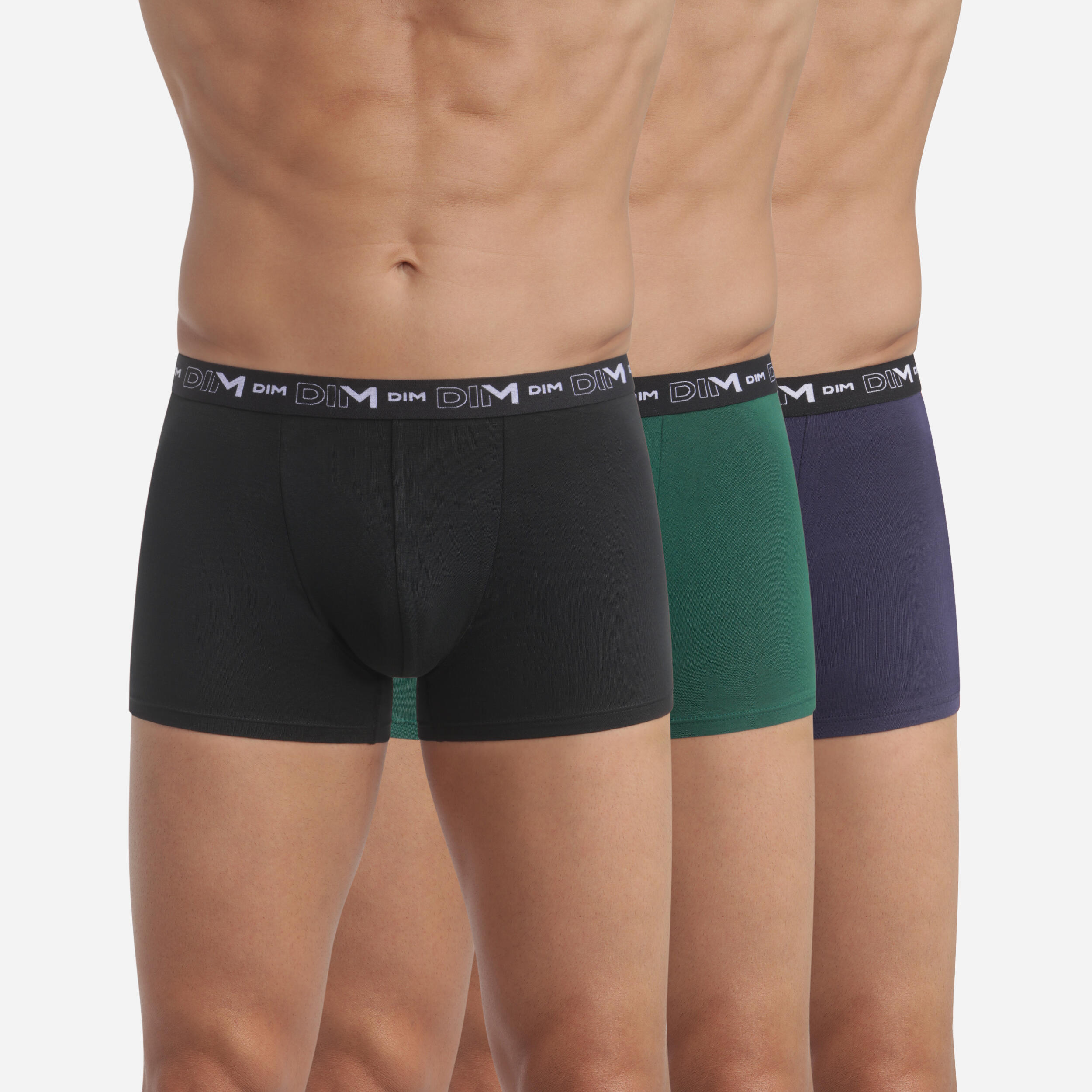 Dim - Lot De 3 Boxers Homme Coton Strech - Caleçon - Bleu|gris - Decathlon