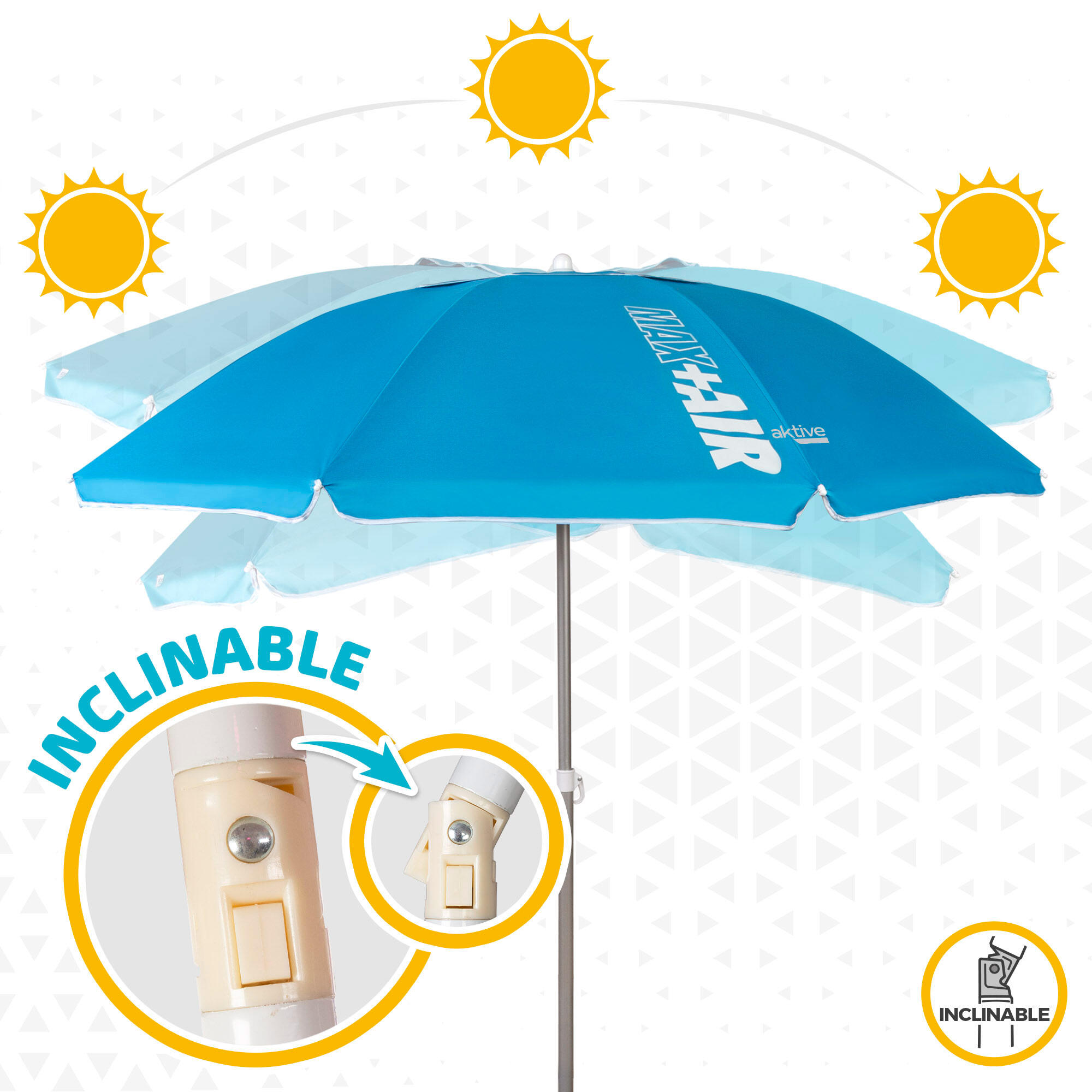 Aktive Parapluie de plage coupe-vent 8 mâts 200 cm bleu 6/7