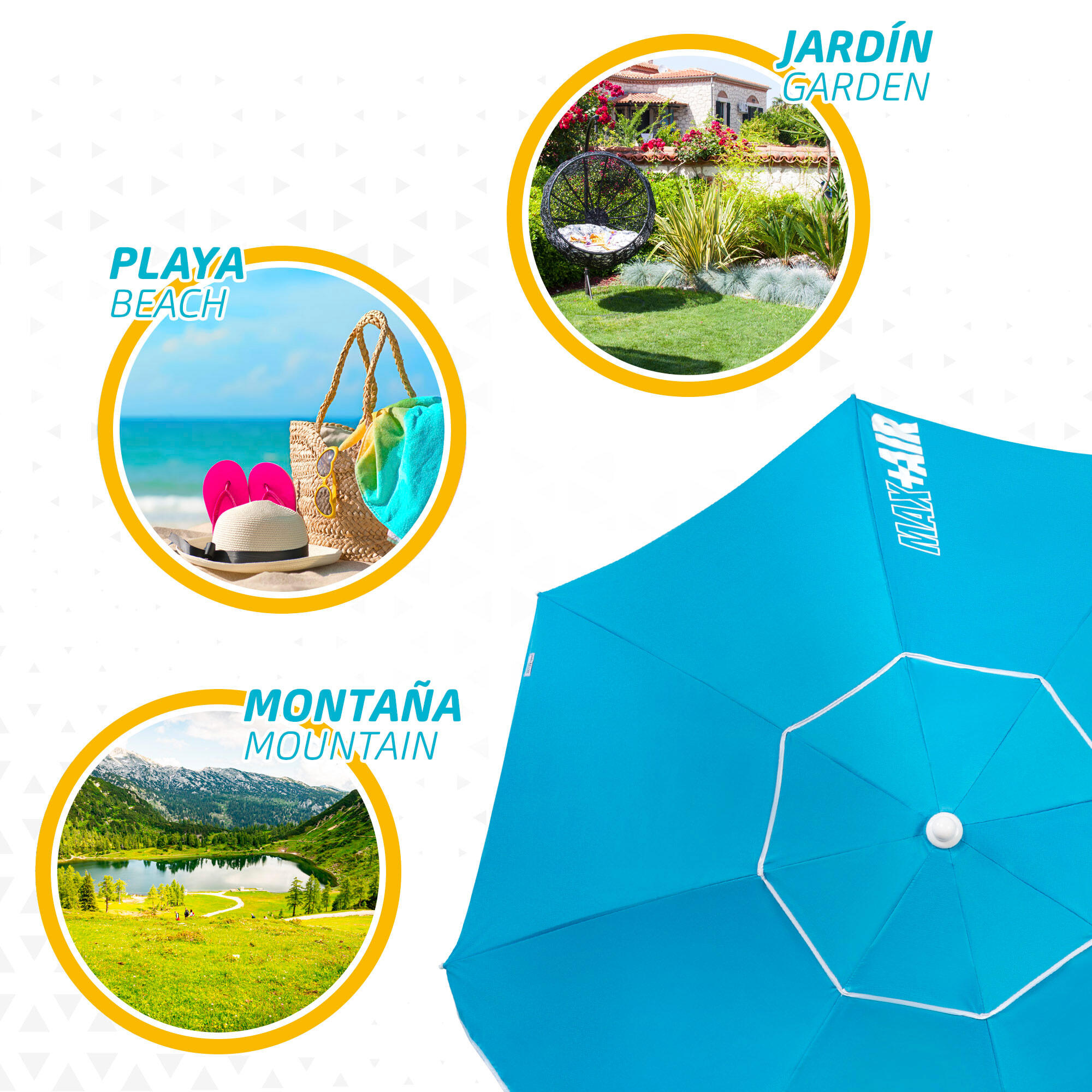 Aktive Parapluie de plage coupe-vent 8 mâts 200 cm bleu 7/7