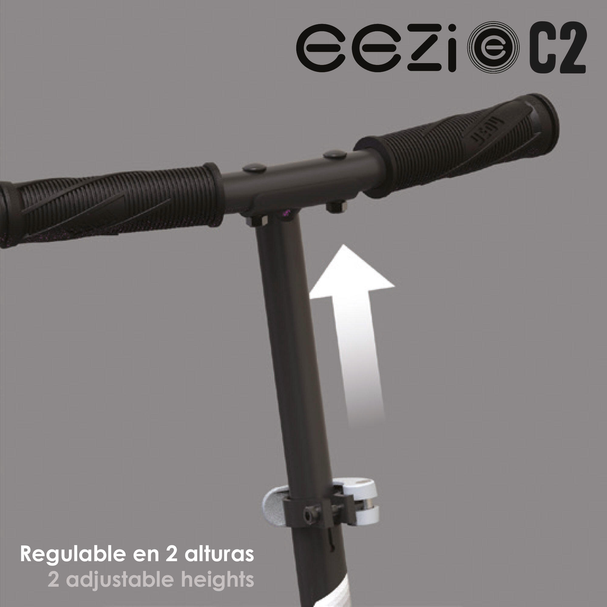 Monopattino pieghevole EEZI nero a 2 ruote con luci personalizzabili 5/7