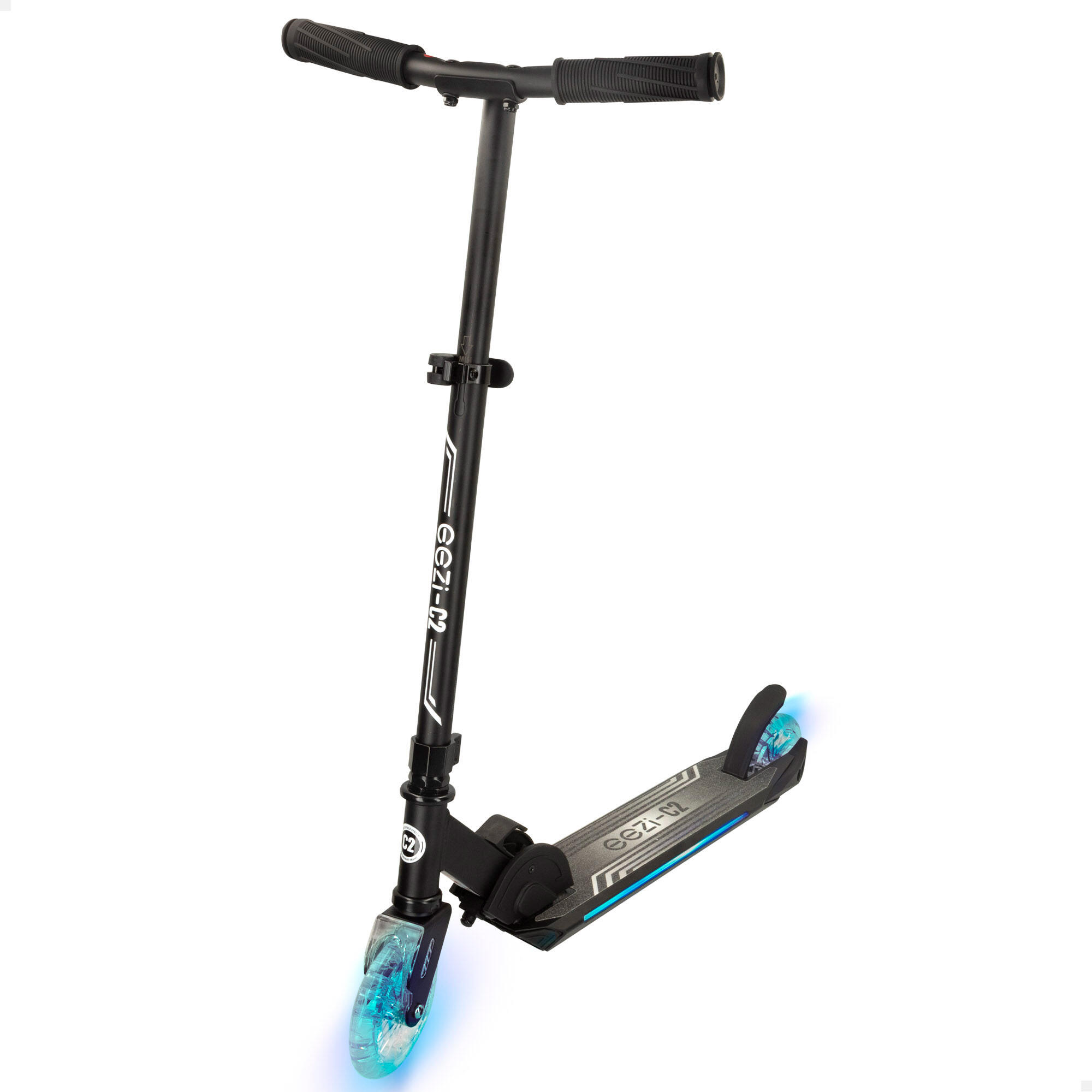 EEZI Scooter de 2 rodas preto dobrável c/luzes personalizáveis EEZI
