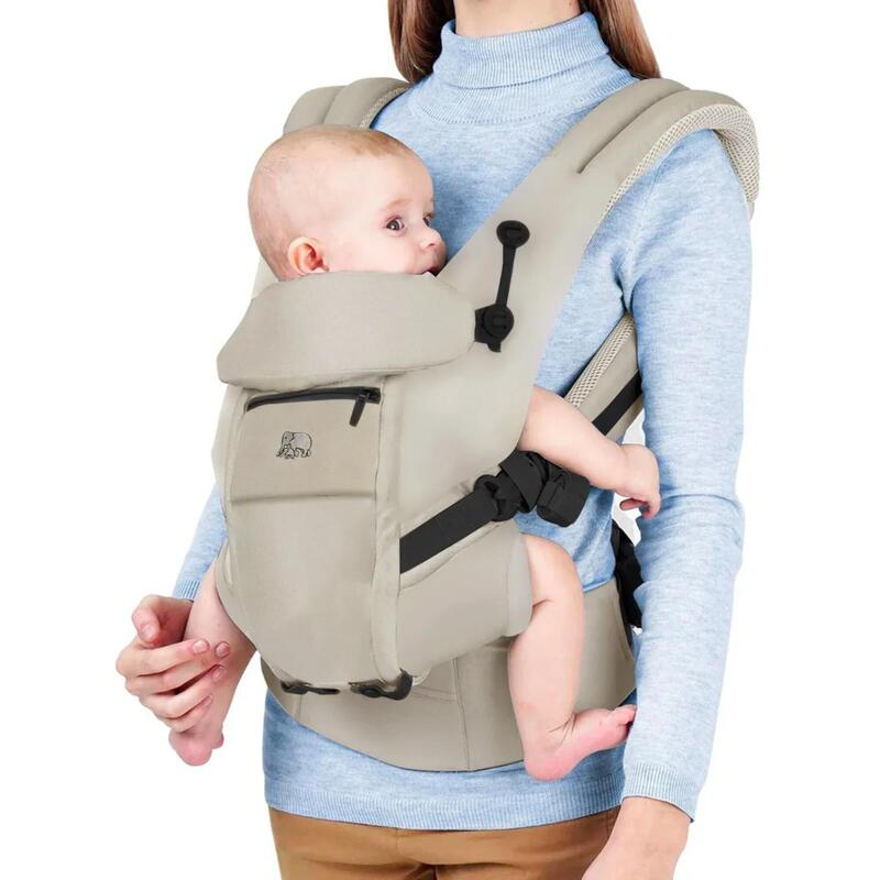 Porte-bébé Ergonomique DERYAN Nova - De La Naissance (3,5 Kg) à 15 Kg - 3 Positions (ventral, Dos, Face Au Monde) - Bretelles Rembourrées, Tissu Respirant - Couleur Crème