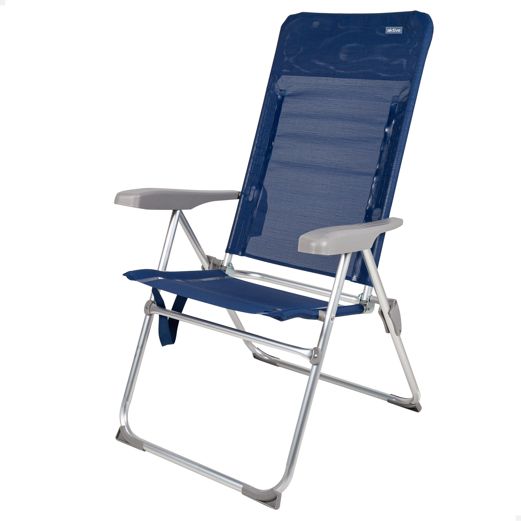 Aktive - Aktive Chaise De Plage Haute Pliante Et Mince Multi-positions - Siège Pliant - Bleu - Taille Unique - Decathlon