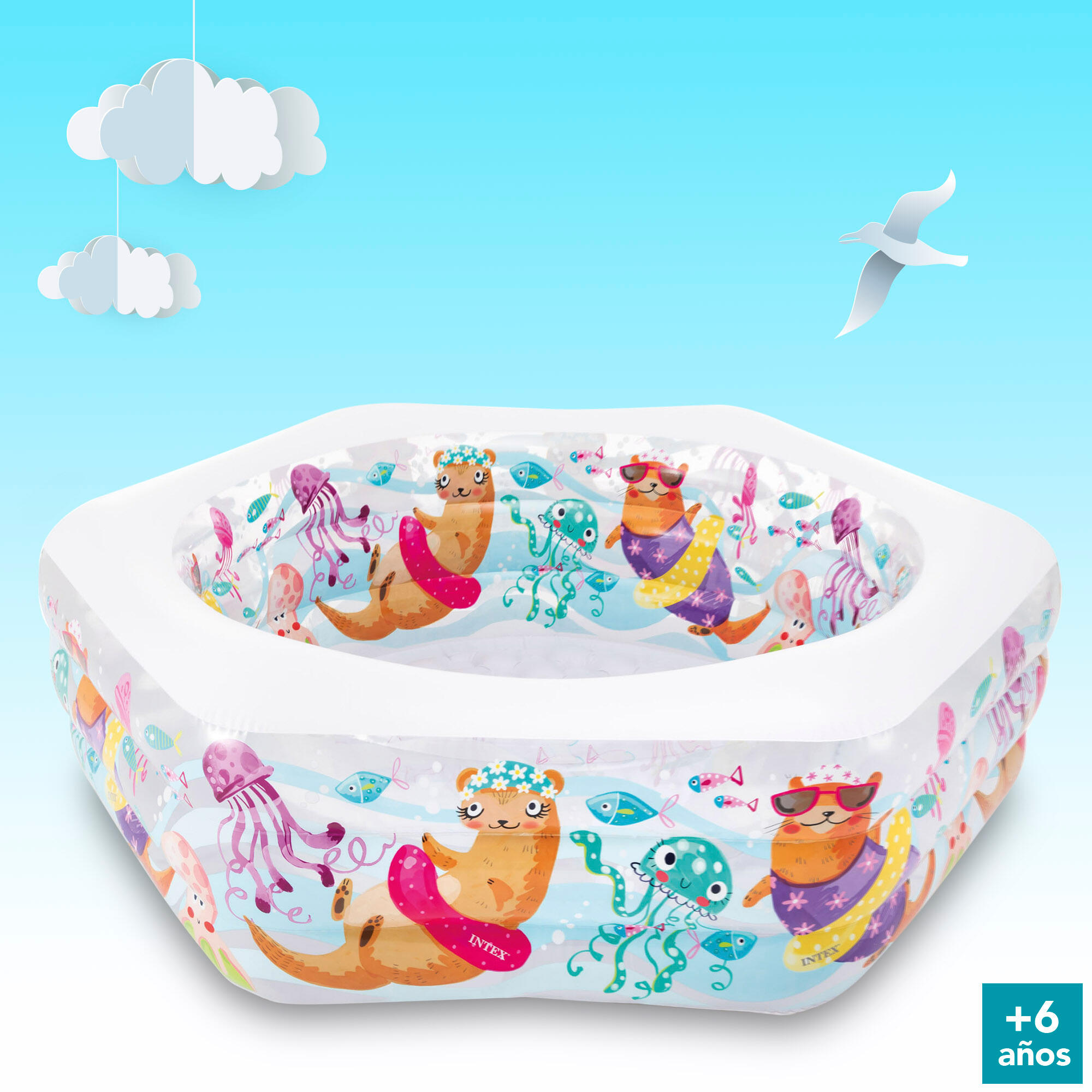 191 x 178 x 61 cm Intex Kinderbecken Happy Otter 5/7