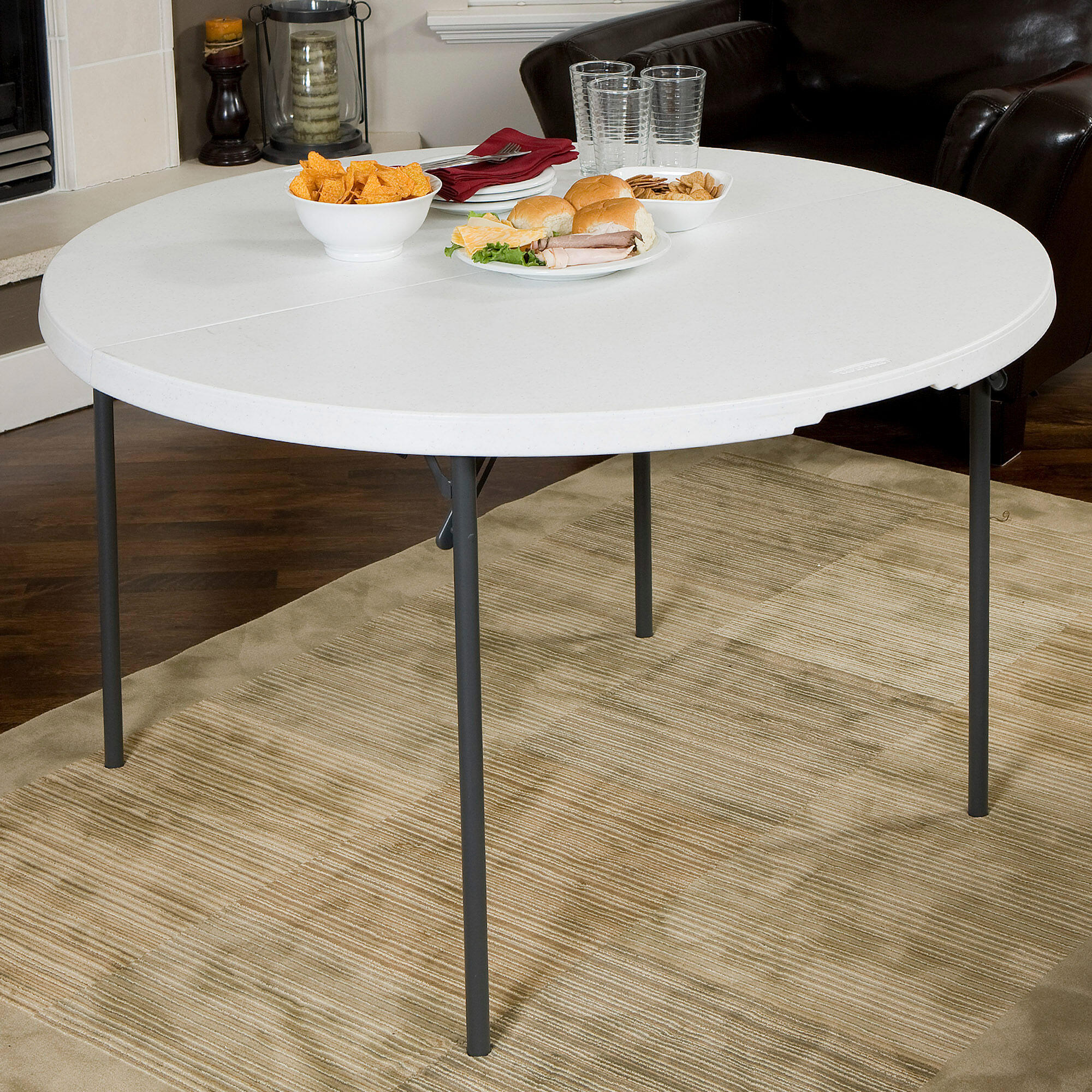 LIFETIME Outdoor Klapptisch rund faltbar wetterfest UV-beständig Ø 122 cm 5/7