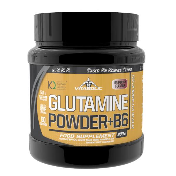 Aminoacid Glutamine Powder+B6 Zmeura 300g