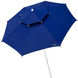 Aktive Grand parasol de plage coupe-vent 8 mâts 280 cm bleu