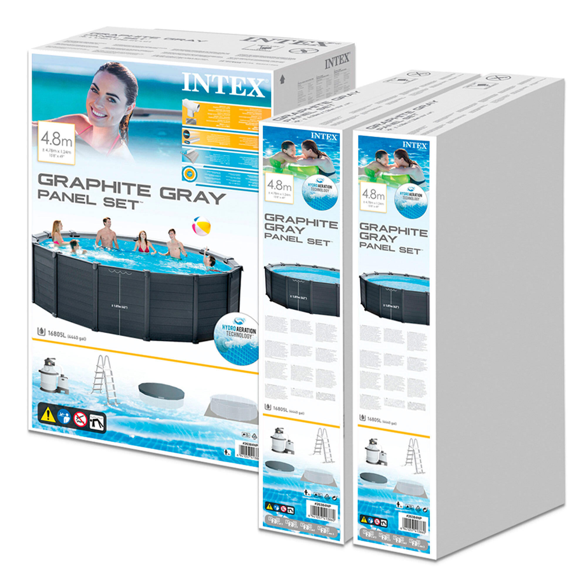 Piscina desmontável graphite grey panel intex - 478x124 cm, 16 500 litros 6/7