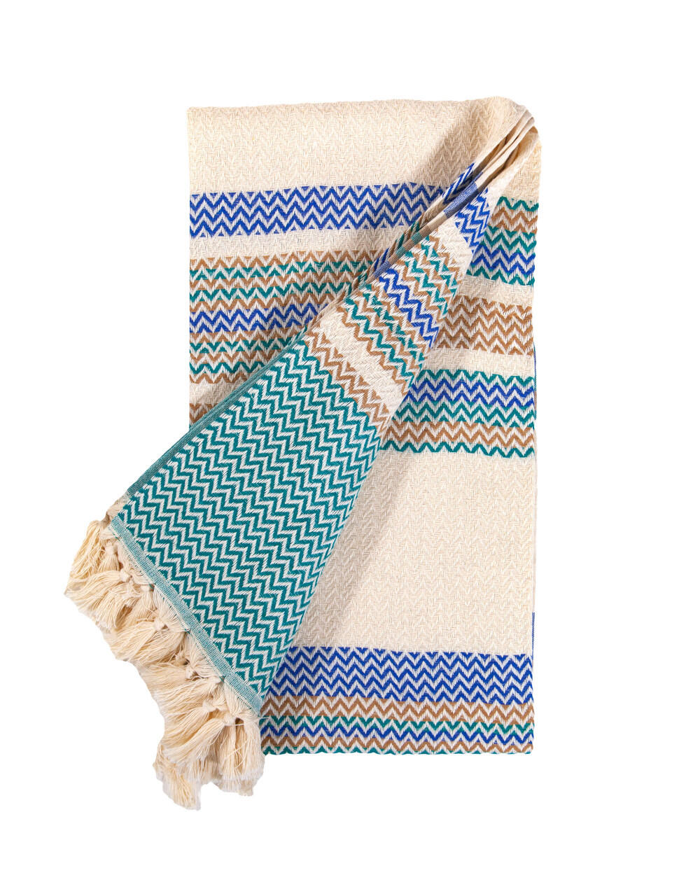 FOUTA EXTRA SUAVE ZIGZAG AZUL + VERDE 2/3