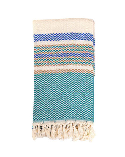 FOUTA EXTRA DOUCE ZIGZAG BLEU + VERT