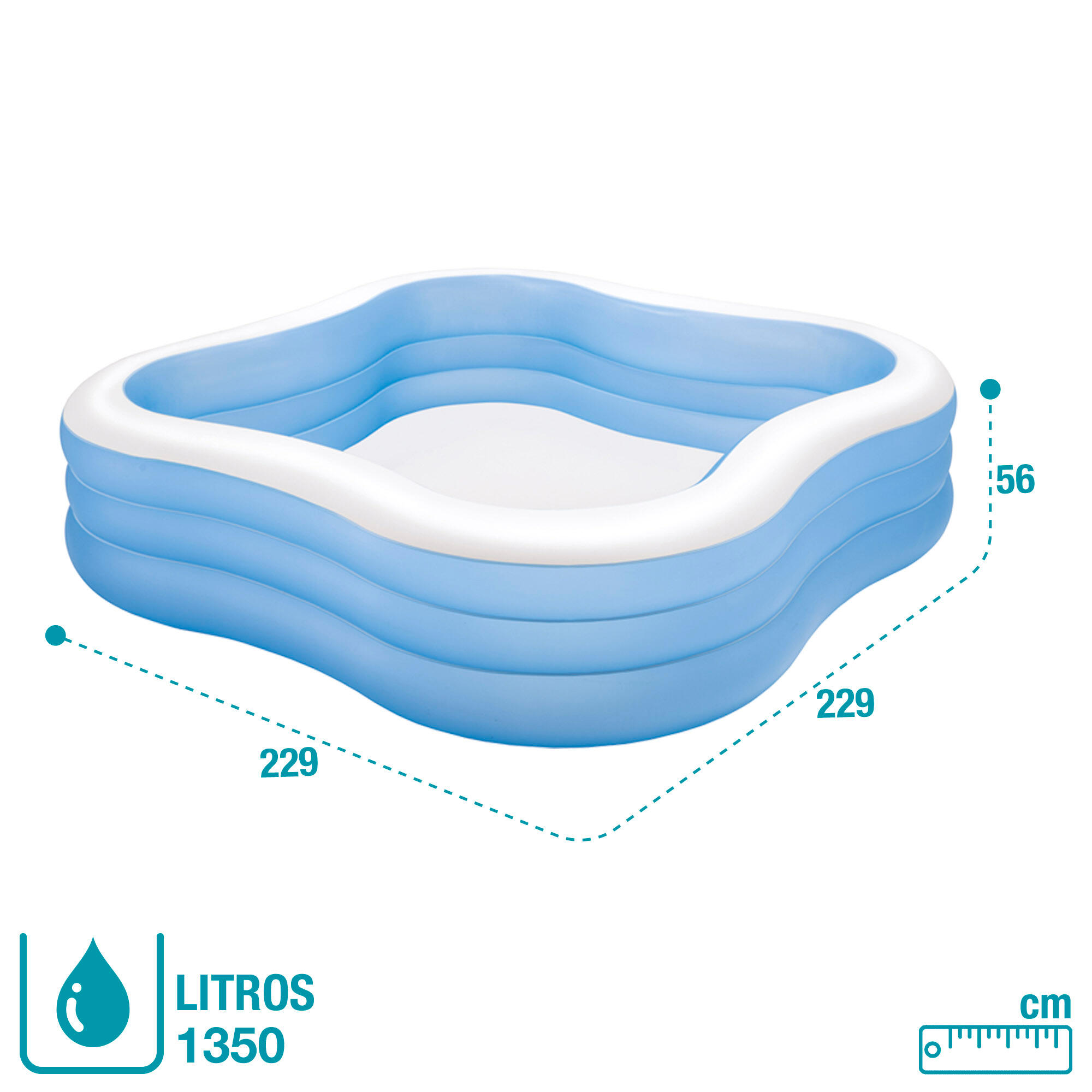 Piscina insuflável intex quadrada 229x229x56 cm - 1.215 litros 6/7