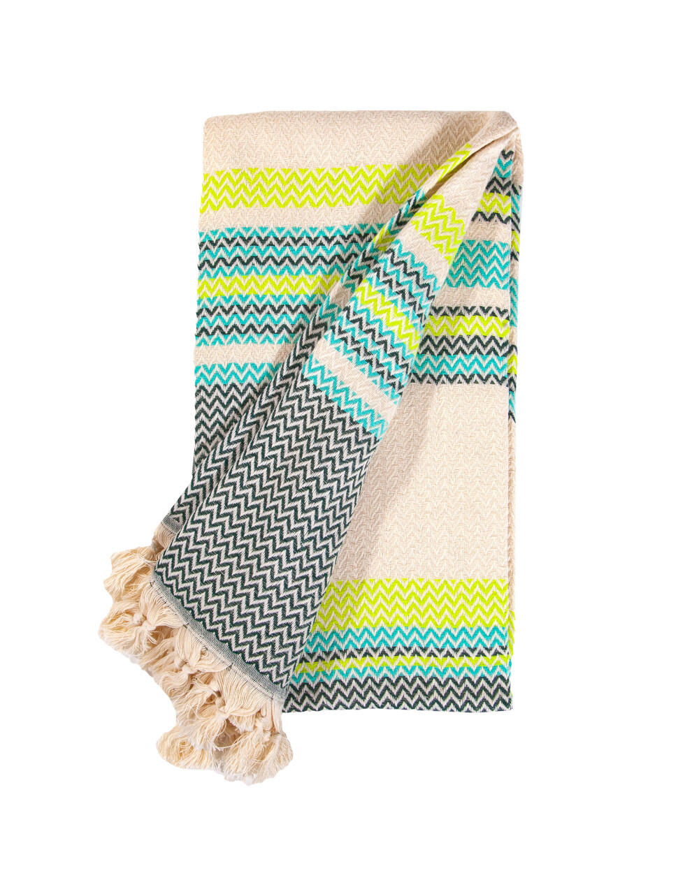 FOUTA ZIGZAG VERT EXTRA DOUX 2/3