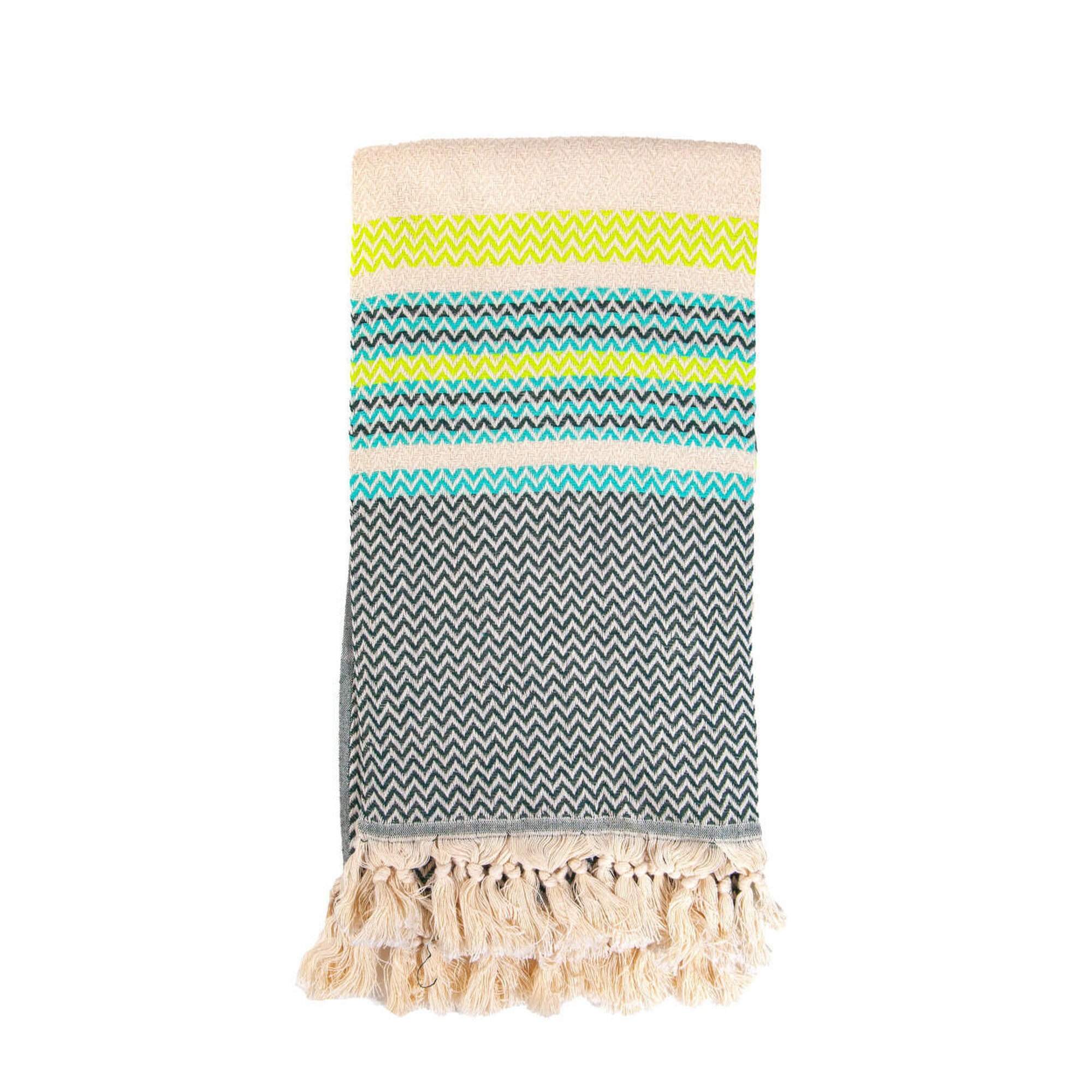 Sun & Surf - Fouta Zigzag Vert Extra Doux - Paréo - Beige - 170cm - Decathlon