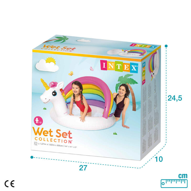 Piscina insuflável para bebés com toldo unicórnio INTEX