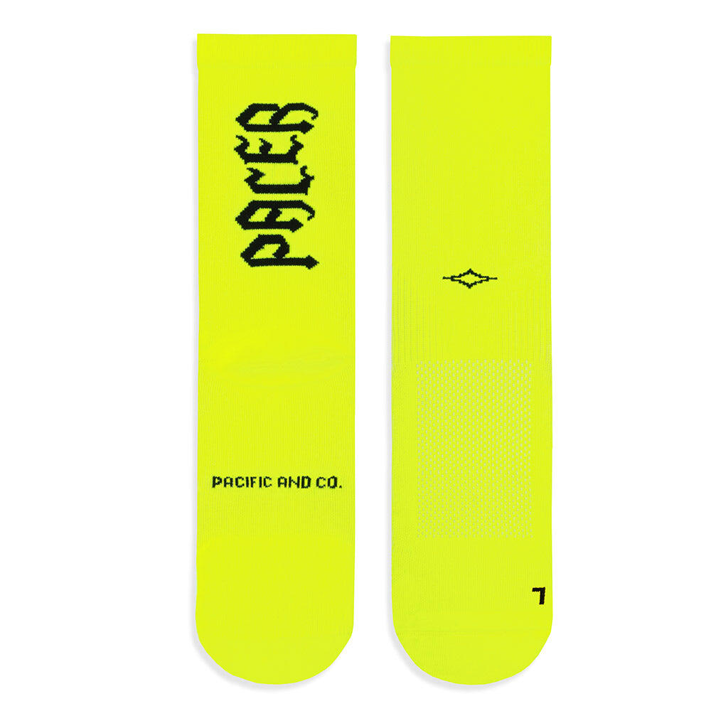 Calcetin running  unisex Pacer, tricotado color Neon Yellow 2/4