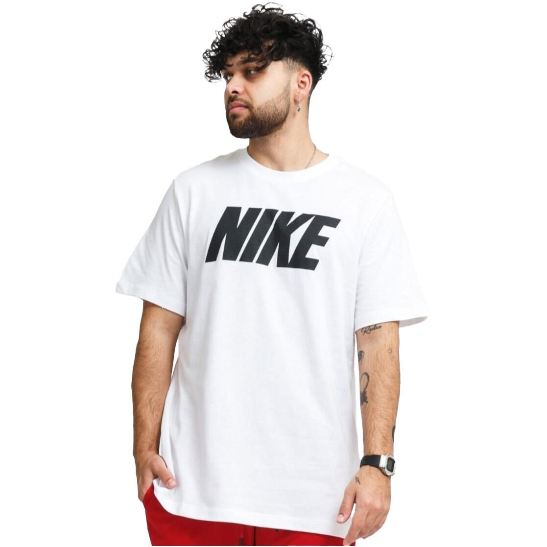 Nike - T-shirt De Sport Homme Nike M Nsw Tee Nike Block1 Fs - T-shirt Manches Courtes - Blanc - Decathlon