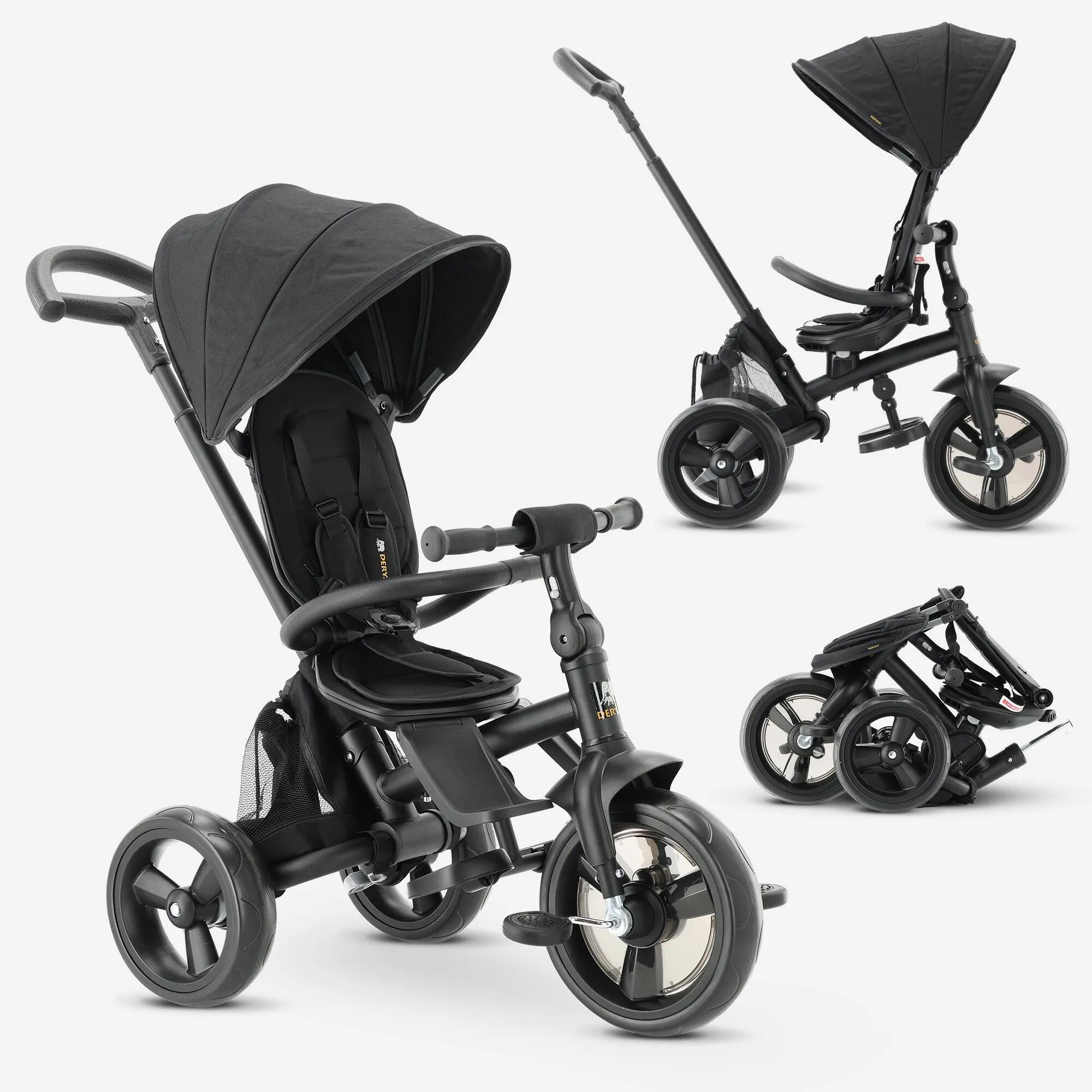 DERYAN Triciclo DERYAN Explorer - Pieghevole e girevole a 360º - Nero