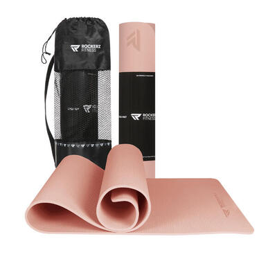 Yoga mat - fitness en sportmat - anti slip - tpe materiaal - kleur: rose gold