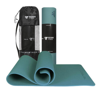 Yoga mat - fitness en sportmat - anti slip - tpe materiaal - kleur: petrol