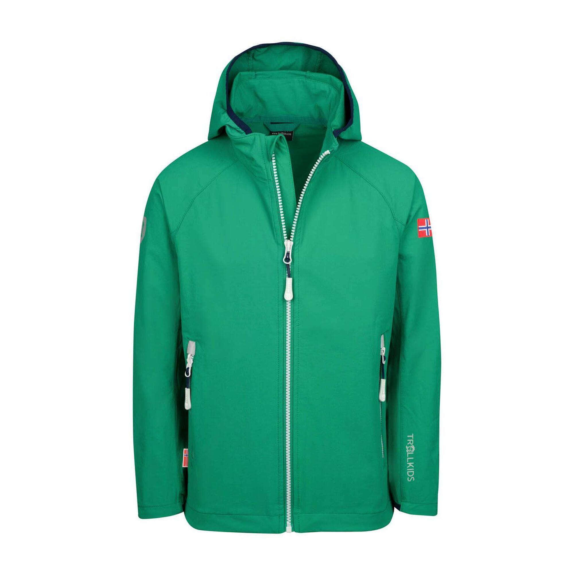 Trollkids - Veste Softshell Enfant Kvalvika Vert Poivre/gris Nuage - Veste - Bleu|gris|vert - 7-8 Ans - Decathlon