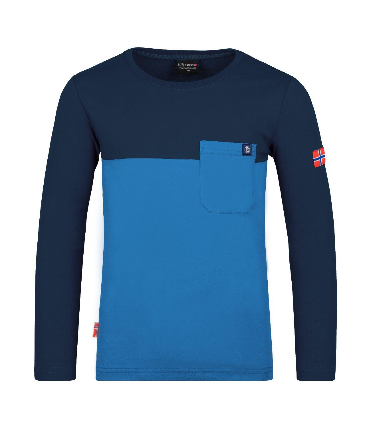 TROLLKIDS Kinder Longsleeve Bergen Marineblau / Mittelblau