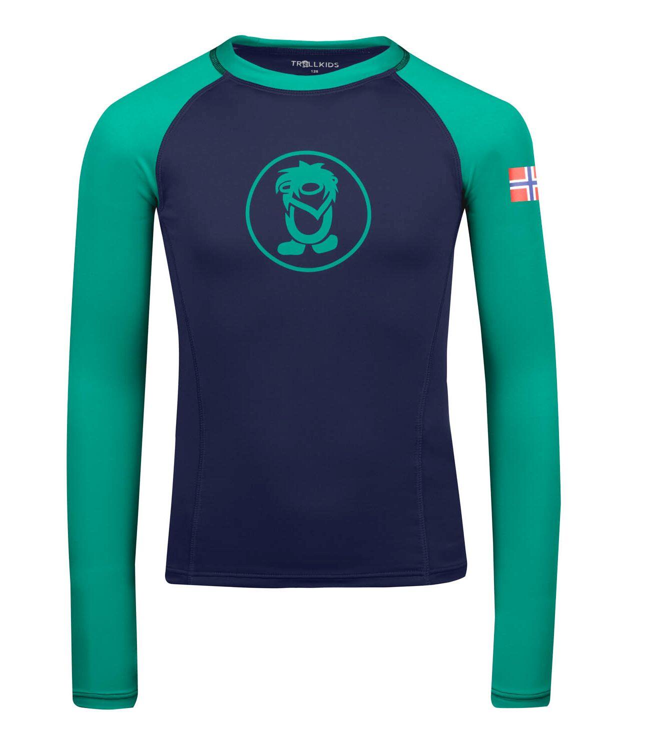 TROLLKIDS Kinder Longsleeve Kvalvika Pfeffergrün/Marineblau