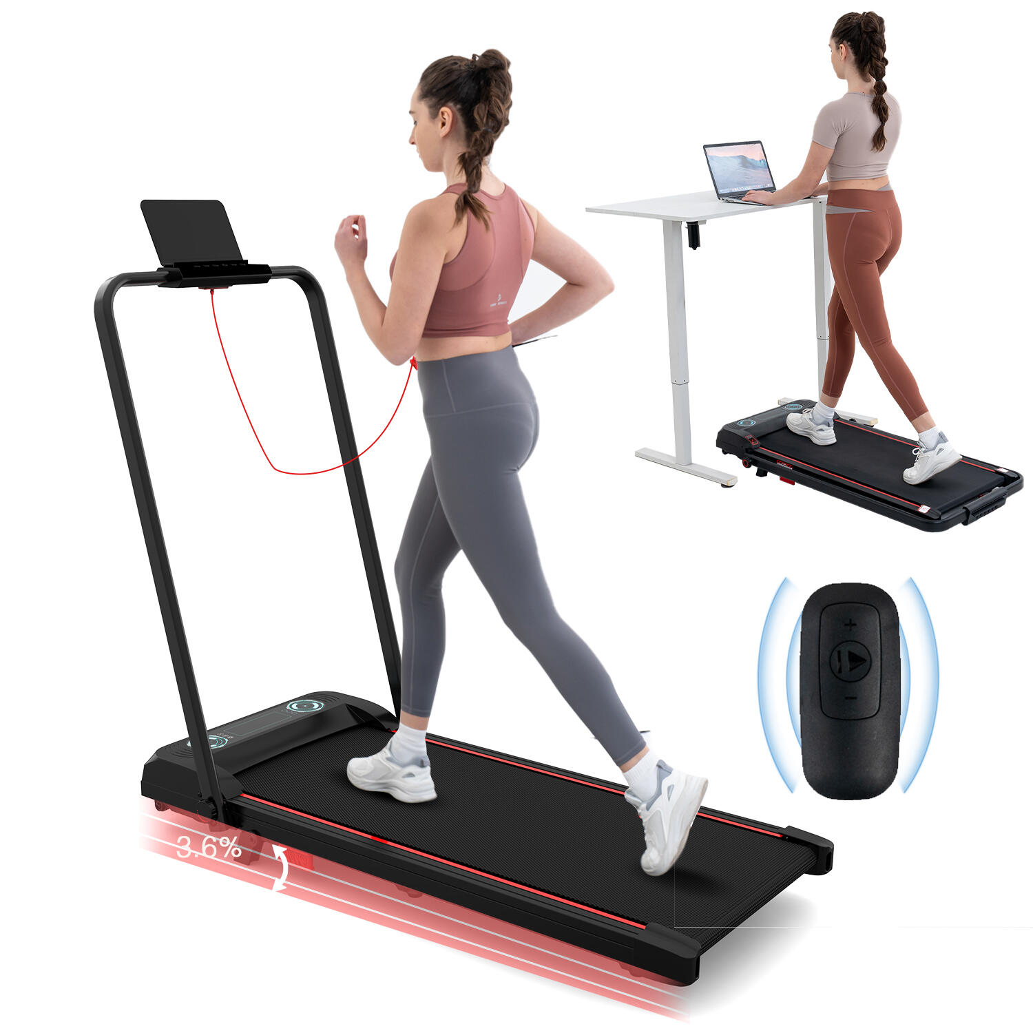 CITYSPORTS Cinta de Correr Plegable e Inclinable 3.6%-ZX4-1400W-10KM/H-LCD-Control Remoto