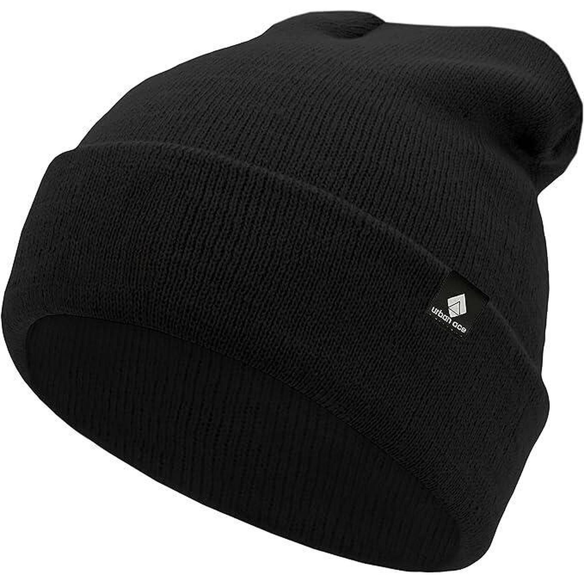 Czarny Dziecięcy Beanie z Bawełny - Urban Ace Jr Czapka Zimowa