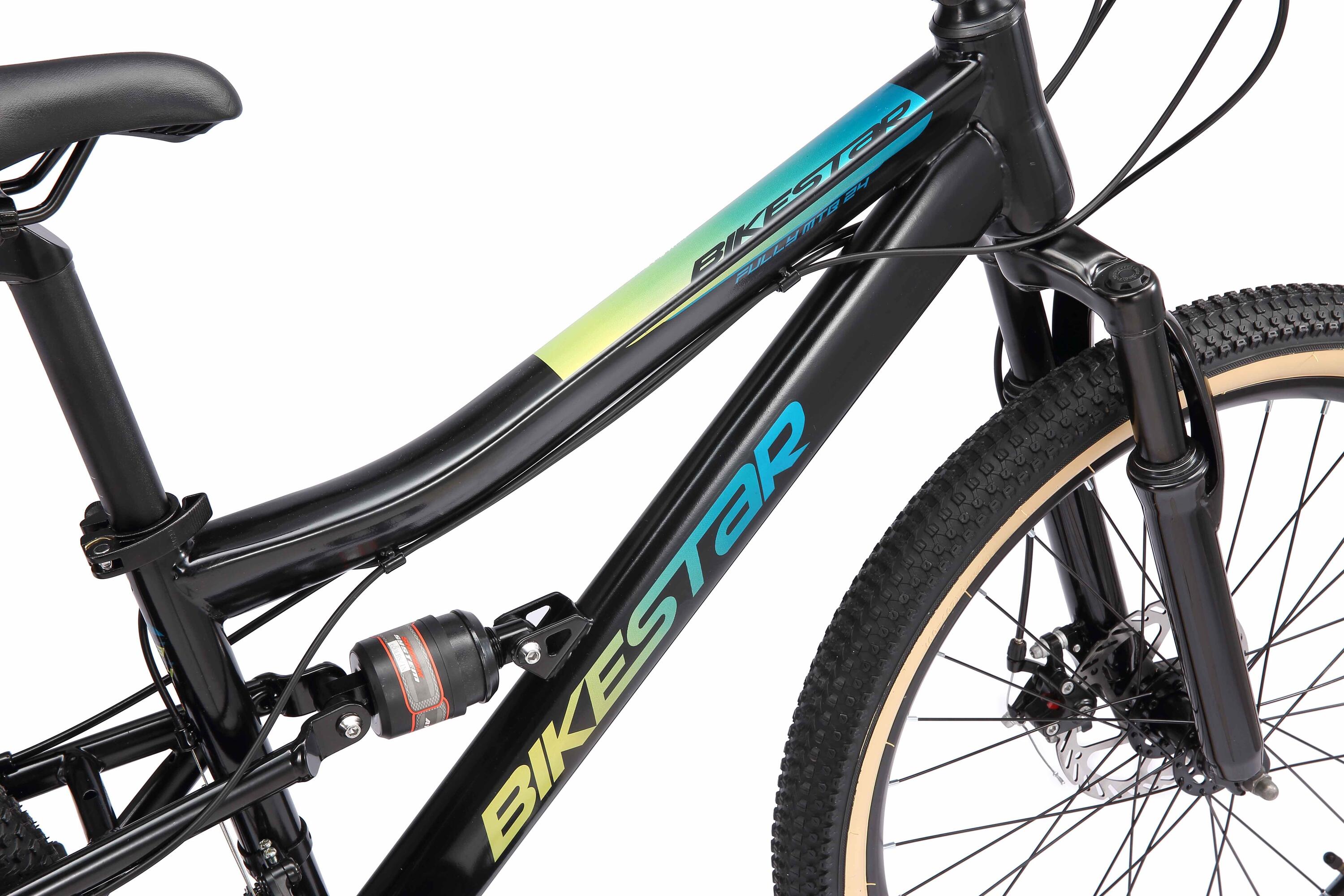 Bikestar MTB Fully staal 21speed 24inch zwart/petrol 6/6