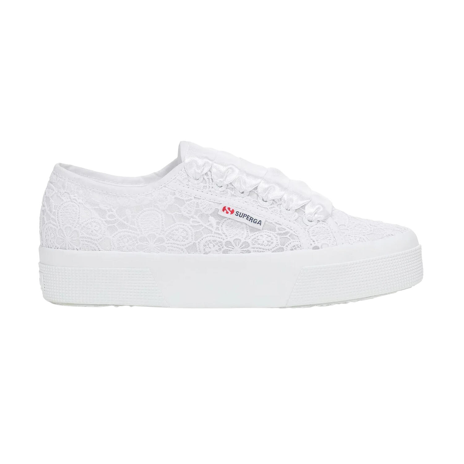 Womens/Ladies 2740 Flower Macrame Trainers (Total White) 3/4