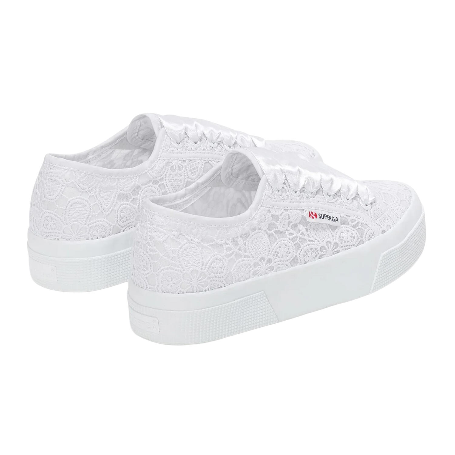 Womens/Ladies 2740 Flower Macrame Trainers (Total White) 2/4
