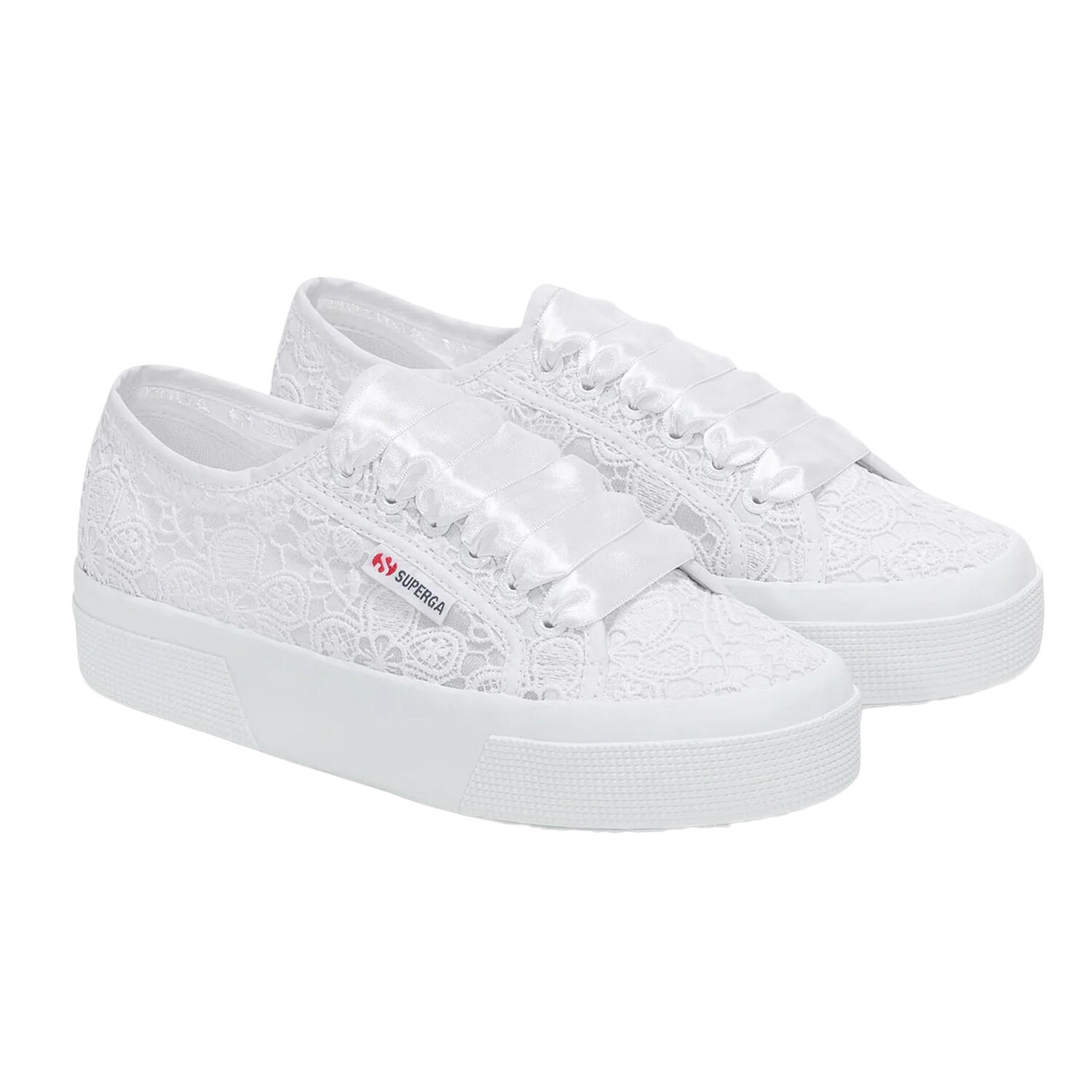 Womens/Ladies 2740 Flower Macrame Trainers (Total White) 1/4
